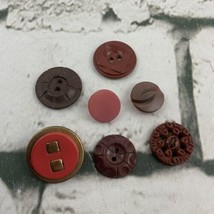 Vtg Button Lot Of 7 Red Brown Various Sizes Toggle Back 2 Hole Clothing ... - $11.88