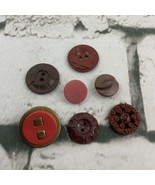 Vtg Button Lot Of 7 Red Brown Various Sizes Toggle Back 2 Hole Clothing ... - £8.87 GBP