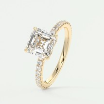 14K Gold Solitaire Wedding Ring 1CT Asscher Cut Moissanite Ring | Engagement Rin - £140.80 GBP