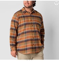 Mens Mutual Weave Big &amp; Tall Lightweight Flannel Shirt Brown Multi Plaid... - $24.75