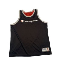 Champion Basketball Tank Top Jersey Size Large Reversible Black White Red - £17.01 GBP