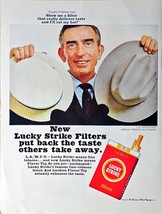 Lucky Strike Cigarettes Tobacco Filter Flavor Hats -1965 Vintage Print Ad - $8.70