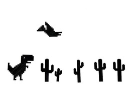 Google No Internet Wall or 3d Desk Art | Includes Dinosaur, Bird, Five Cactus - £6.25 GBP