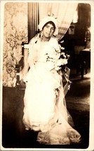 C1915 RPPC Photo Postcard Id&#39;d Woman Wedding Dress Addie Walker Portrait Bride - £15.36 GBP