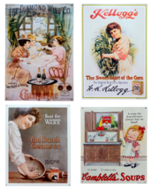 Lot of 4 Vintage Tin Signs Campbell&#39;s Soup, Diamond Wine Co, Kelloggs, O... - £33.67 GBP