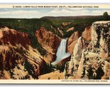 Lower Falls From Moran Point Yellowstone National Park WY UNP Linen Post... - $2.92