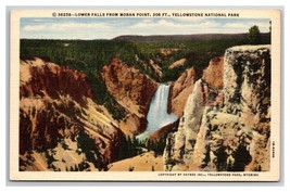 Lower Falls From Moran Point Yellowstone National Park WY UNP Linen Postcard N25 - £2.29 GBP
