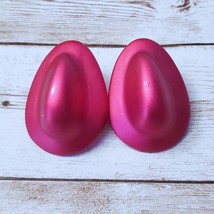 Vintage Clip On Earrings Large 3D Bright Metallic Pink 1.75&quot; Statement - £11.76 GBP