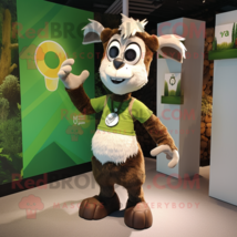 Olive Goat mascot costume character dressed with a Romper and Rings - $1,199.00