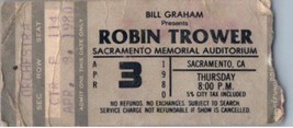 Robin Trower Concert Ticket Stub Avril 3 1980 Sacramento California - $51.41