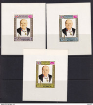 Yemen 1968 Human Rights 2 Imperf Sheets Churchill gold frame 15433 - £11.68 GBP