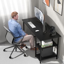 MASAKA B&amp;W Office Home Desk with 2 Shelf for Writing Room, Large Operating - £93.51 GBP