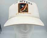 Vtg Fort Myers Florida Foam Snapback Trucker Hat Cap Cobra Caps White Rope - £13.11 GBP