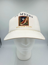 Vtg Fort Myers Florida Foam Snapback Trucker Hat Cap Cobra Caps White Rope - £12.92 GBP