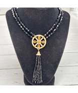 Vintage Monet Crystal Medallion Tassel  ￼￼Necklace￼￼￼ ￼￼ - £20.59 GBP