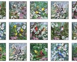24&quot; X 44&quot; Panel Birds Bird-Watching Flowers Tweethearts Fabric Panel D48... - £6.78 GBP