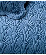 Ted Baker Deco Shell Sapphire Blue King Quilt &amp; Pillow Sham Set New 108x90 - $197.95