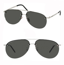Saint Laurent Classic 416 Ysl 001 Silver Black Aviator Sunglasses SL416 Unisex - £253.23 GBP