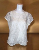 Talbots Pure Silk Organza Overlay Top Size 12 Vintage Embroidered Camisole Cream - £20.55 GBP