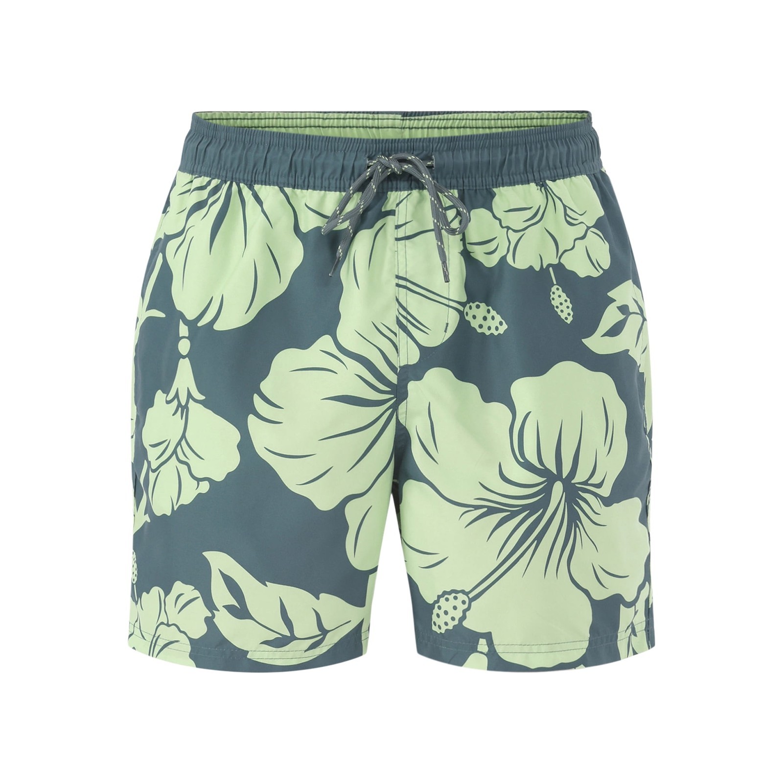 No Boundaries Men's Elastic Waist Swim Trunks 6" Inseam Green Hibiscus 3XL(48-50 Item image 2