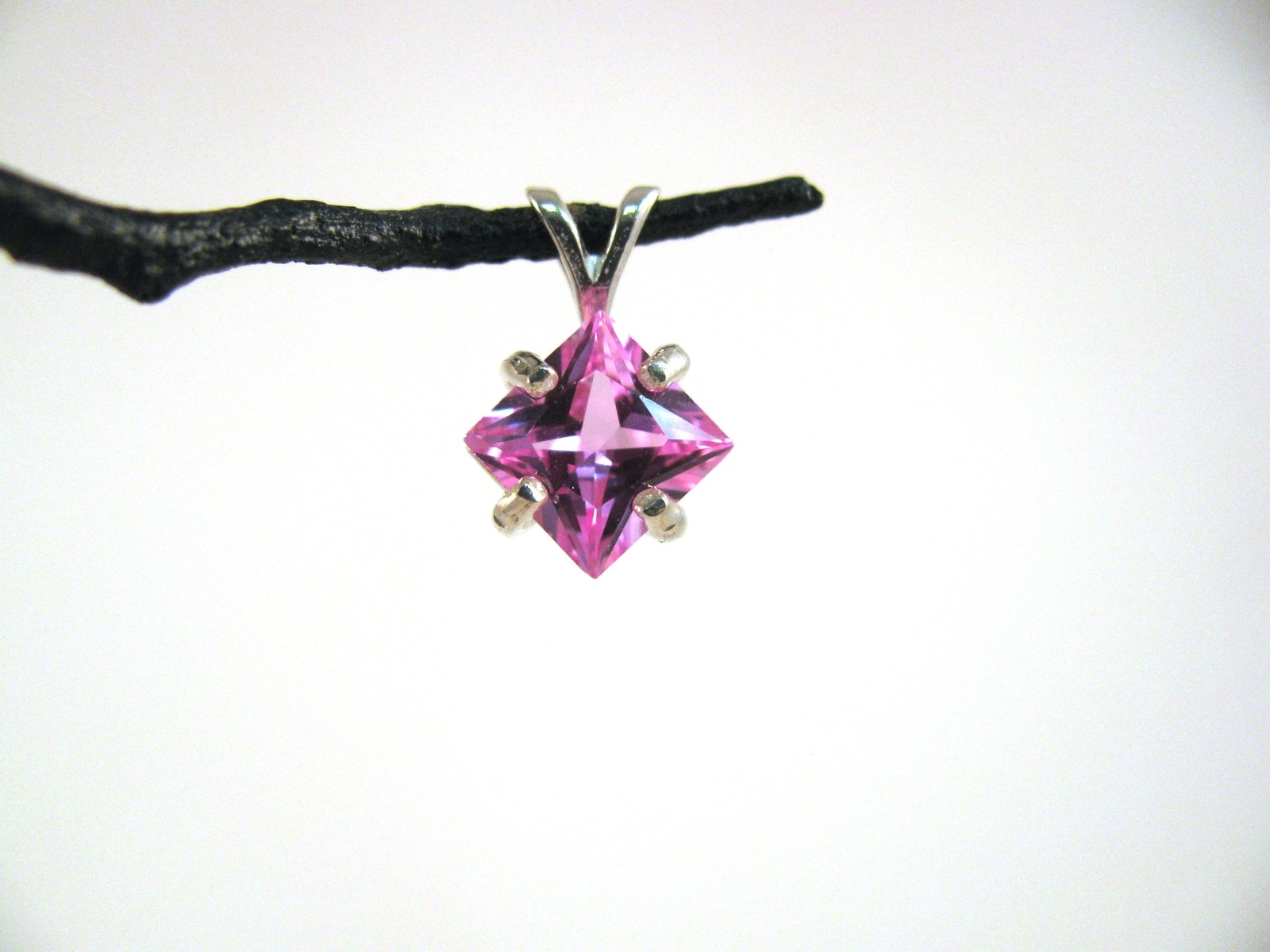 Primary image for 8mm Pink Sapphire Pendant in Sterling Silver RKS550