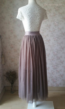 Brown Tulle Maxi Skirt Outfit Women Custom Plus Size Party Tulle Skirt image 4