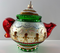 Polonaise by Komozja Mary Englebreit ME Gingerbread Glass Teapot Ornament - £54.26 GBP