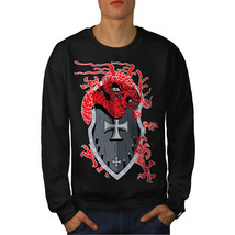 Wellcoda Dragon Shield Mens Sweatshirt, Medieval Casual Pullover Jumper - £23.86 GBP+