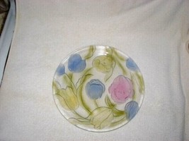 Vintage Clear Colored Glass Sandwich 12&quot;da Cake Plate Platter Tray - £14.79 GBP