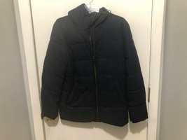 H&M Men's Zip Up Puffer Black Jacket w/ Hood Size Small or Medium - $13.85