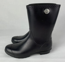 UGG Australia Rubber Rain Boots Black Sherpa Insoles Women’s US 9 - £47.94 GBP
