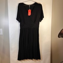 Weaczzy Black Midi Dress V-Neck Short Sleeve Casual Dress XL - $590.53 MXN