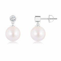 ANGARA Akoya Cultured Pearl Drop Earrings in 14k Solid Gold (Grade-AA, 8MM) - £571.46 GBP