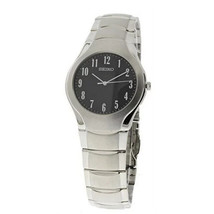 Seiko Men&#39;s SNF097 Silver Black Dial Watch - $98.01