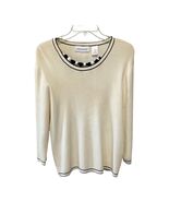 Alfred Dunner Women’s M Cream Sweater Beaded Neckline Needs Stitch Repai... - $16.20