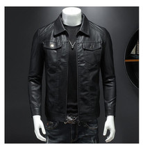 Leather Jacket 2022 New Spring and Winter Korean Version Slim Trend - £86.37 GBP