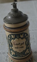 Vintage German Tin Top Lidded Beer Stein &quot;Trink gut und Rein&quot; #XX - $35.00