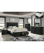 Hawes Black Storage Bed 4-Piece Set with Marble Top Finish - $1,568.00