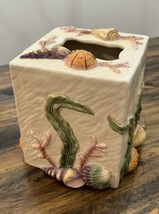 Fitz &amp; Floyd Ceramic 3D Tissue Box Cover Holder Nautical Sea Shells Beac... - £23.64 GBP