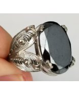 antique hematite ring  Sterling Silver 925 size 9 &quot;old sterling mark&quot; - $59.99