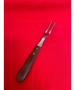 Vintage Kitchen Meat Fork Stainless Wood Handle 9 1/2&quot; Made in USA - €6,94 EUR
