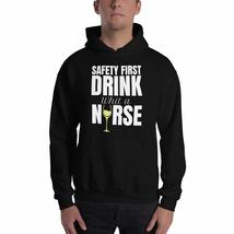 PersonalizedBee Safety First Drink with a Nurse - Unisex Heavy Blend Hoodie Blac - £23.08 GBP+