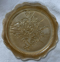 Vintage Jeannette Iris Herringbone Carnival Glass Iridescent Gold Platter Tray - £15.17 GBP