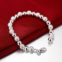 925 Sterling Silver Charm Bangle Fashion Bracelet DLH84 - $11.99