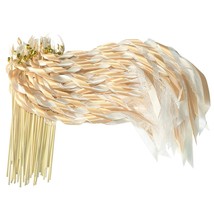 50 Pack Champagne Lace Ribbon Wands Party Streamers With Bells Silk Fairy Stick  - £38.35 GBP