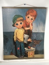 Vintage 1960s Vigilia Stampa con Cornice Grande Occhio Due Ragazzi Giornali - £98.55 GBP