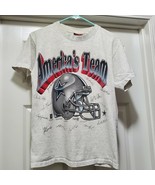 Vintage 1995 Dallas Cowboys America&#39;s Team Graphic Helmet T-Shirt Gray M... - $46.56