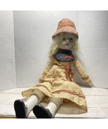 Vintage Porcelain Doll With Hat 19” Tall Pre-Owned See Description - £14.00 GBP