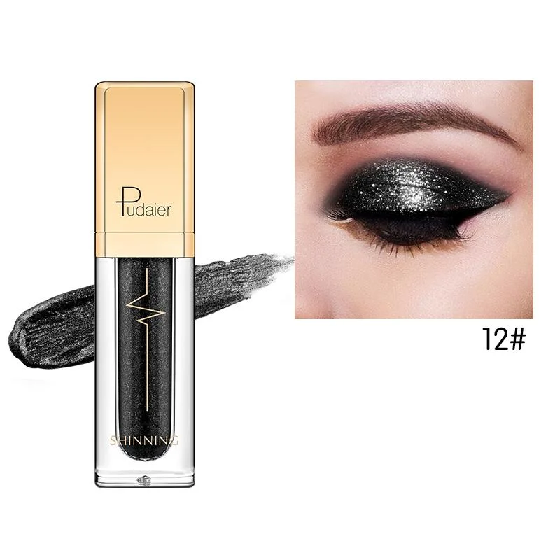 Pudaier Liquid Shimmer Glitter Black 12 Eye Shadow full size makeup - £12.59 GBP