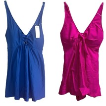 Womens One Piece Solid Color Swimsuit Bow Tie Front Wireless Padded Bath... - £21.59 GBP